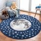 Safavieh Carousel Outer Space 6"7" Round Navy and Grey Kids  Area Rug, , large