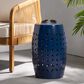 Hearth and Haven Lilac Outdoor Metal Side Table with Cylindrical Design in Dark Blue, , large