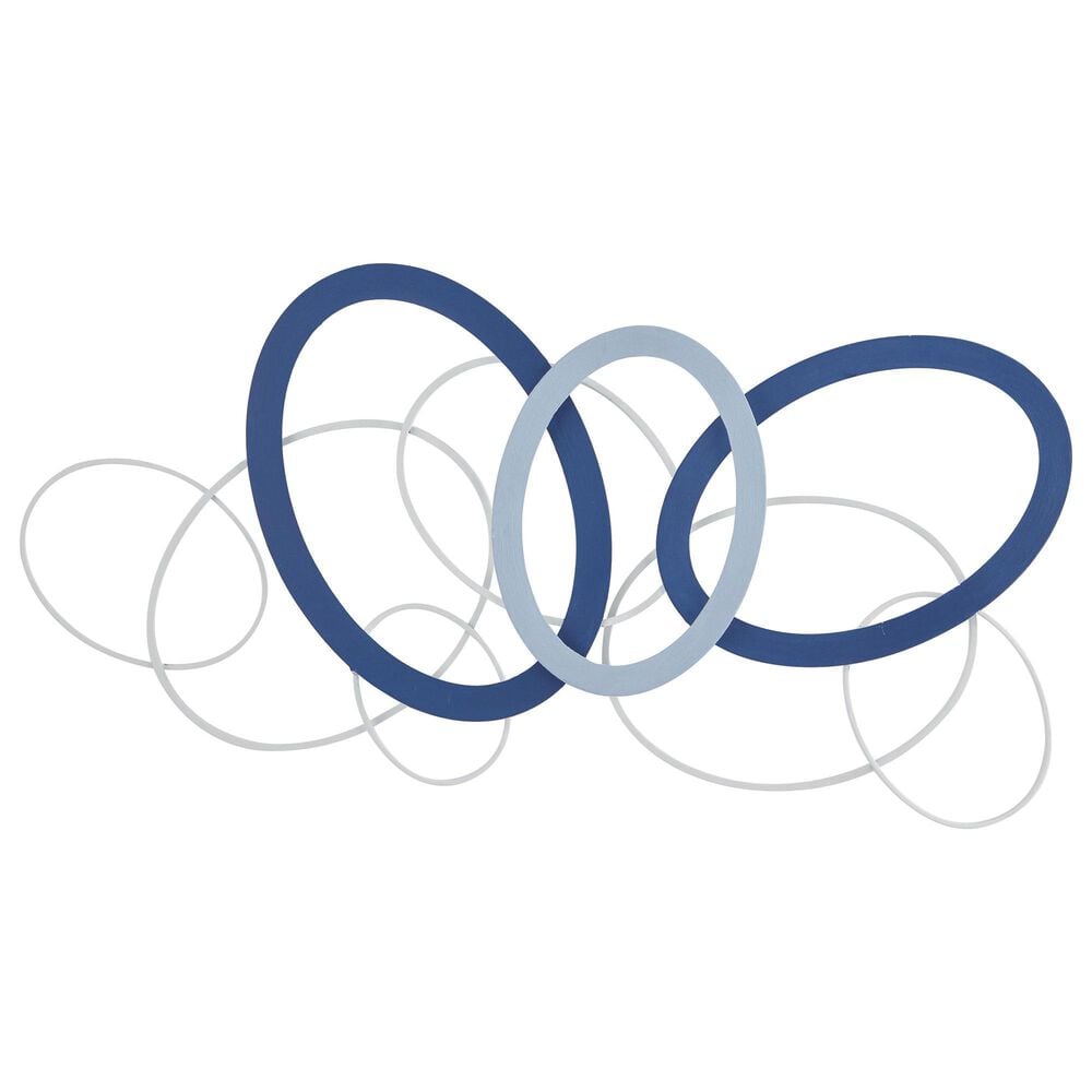 Maple and Jade 22&quot; x 43&quot; Geometric Overlapping Oval Wall Decor in Matte Blue and White, , large