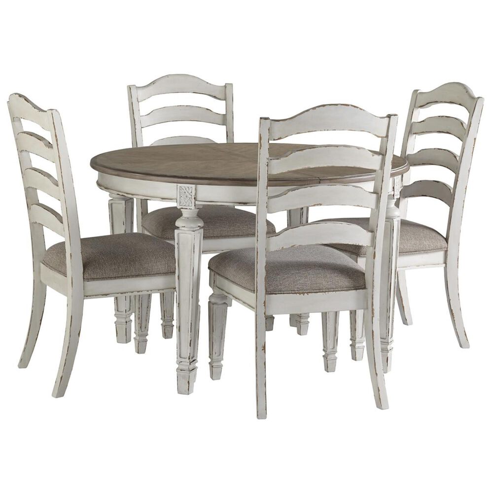 Signature Design By Ashley Realyn 5 Piece Dining Set In Chipped White Nebraska Furniture Mart