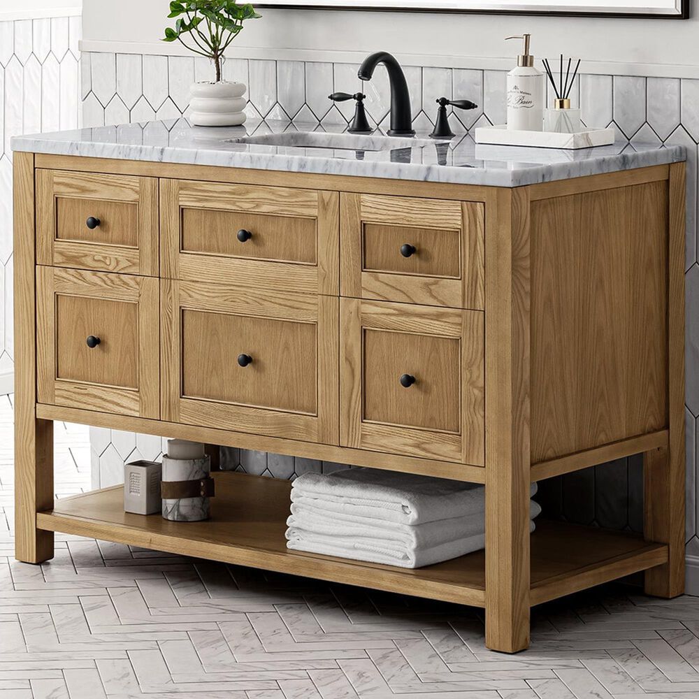 James Martin Breckenridge 48" Single Bathroom Vanity Cabinet in Light Natural Oak, , large