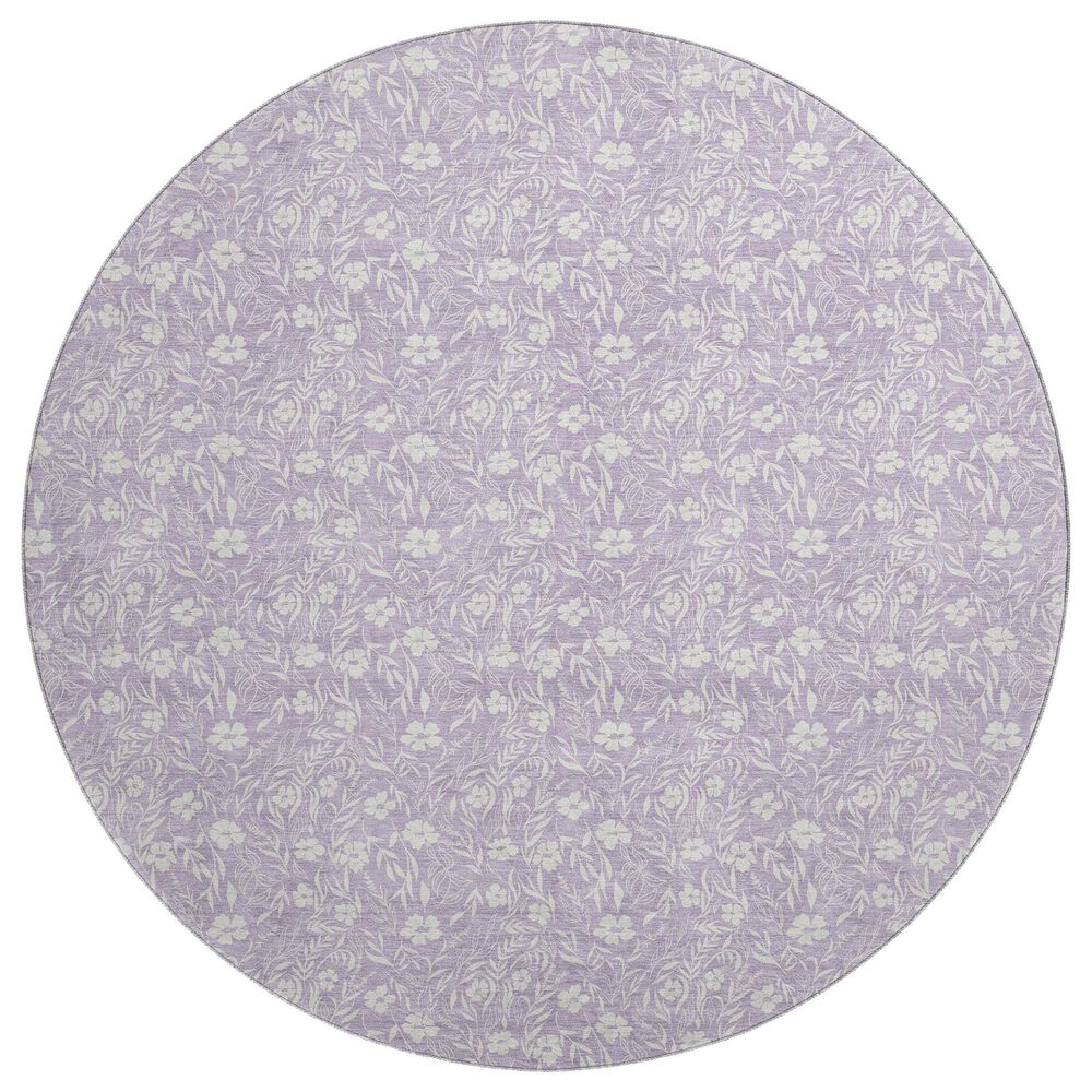 Dalyn Rug Company Soft Essentials Floral Lavender 8" Round Indoor/Outdoor Area Rug, , large