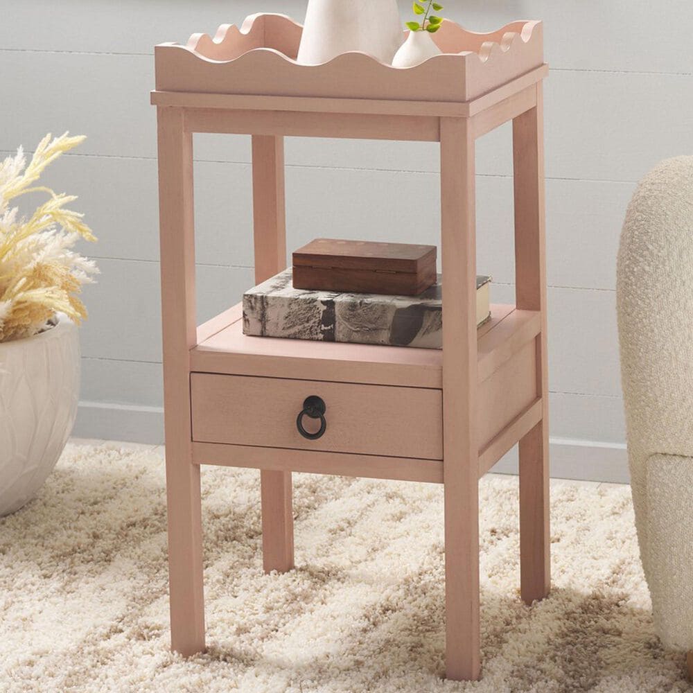 Safavieh Darlyn One Drawer Accent Table in Pink, , large