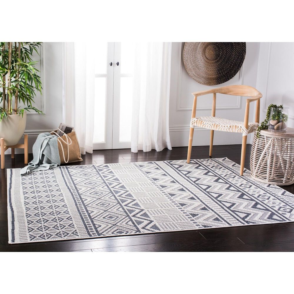 Safavieh Bermuda 5&#39;3&quot; x 7&#39;6&quot; Cream and Navy Indoor/Outdoor Area Performance Rug, , large