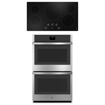 GE Appliances 2-Piece Kitchen Package with Stainless Steel 10 Cu. Ft. Double Electric Wall Oven and Black 36" Electric Cooktop, , large