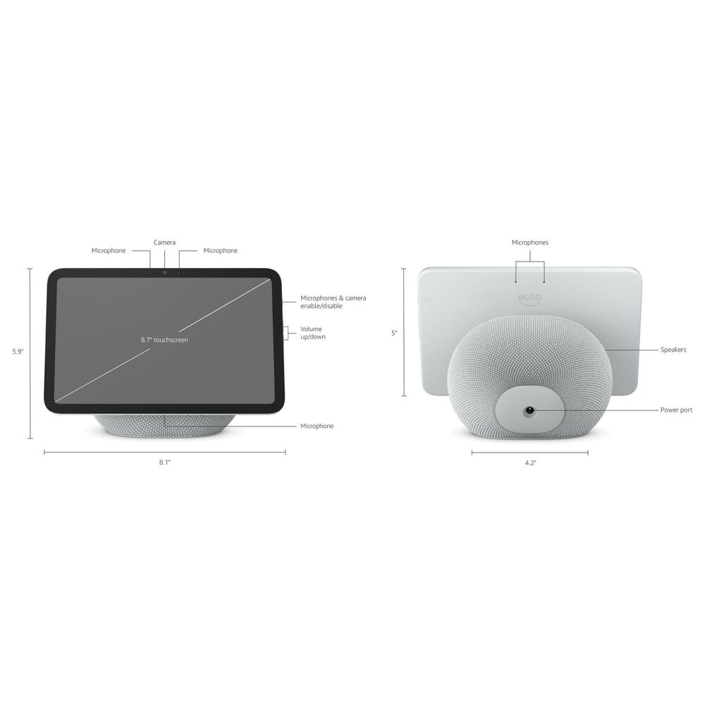 Amazon Echo Show 8 Smart Display with Spatial Audio in Glacier White, , large
