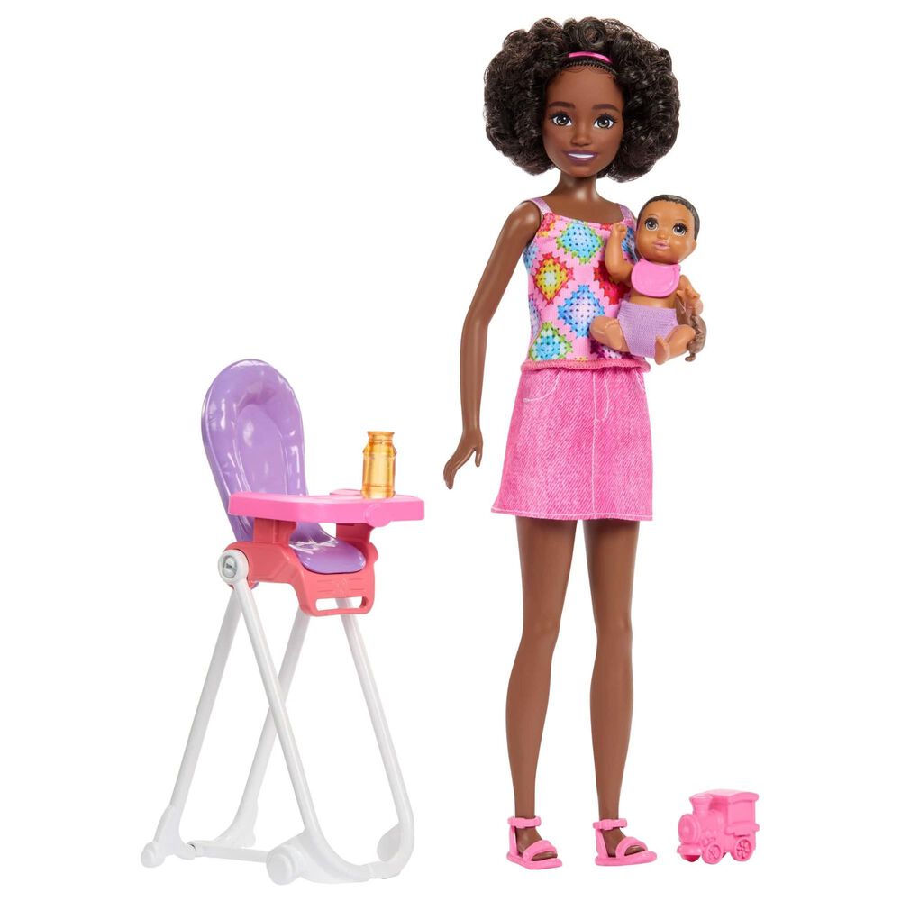 Barbie Highchair Friend Babysitter Playset, , large