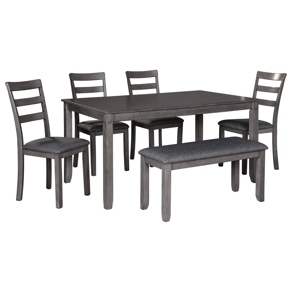Ashley Bridson 6-Piece Rectangular Dining Set in Gray, , large