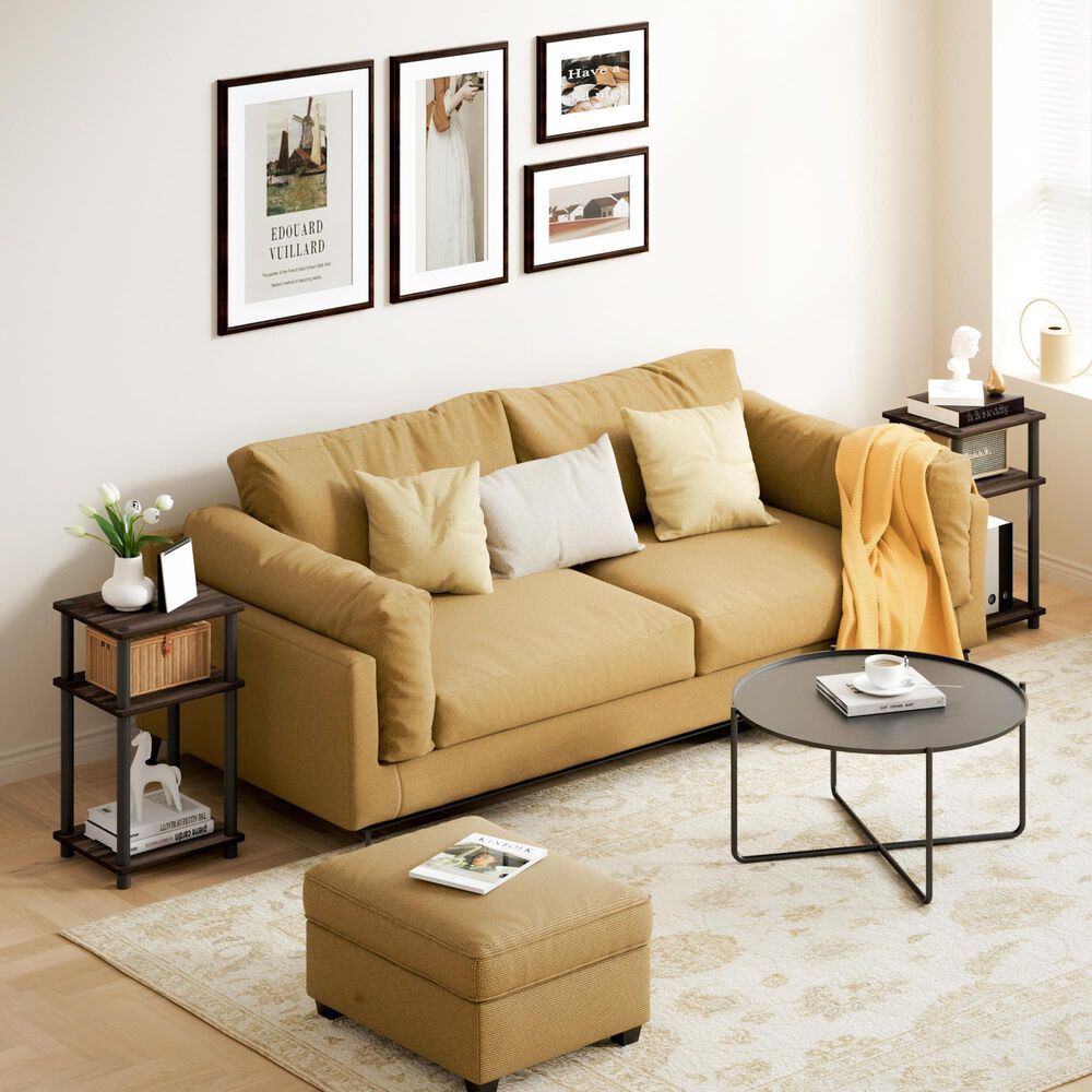 HOMLUX 3-Tier End Table in Columbia Walnut and Black, , large