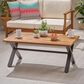 Hearth and Haven Outdoor Coffee Table with Metal X-Frame Base in Brown and Black, , large