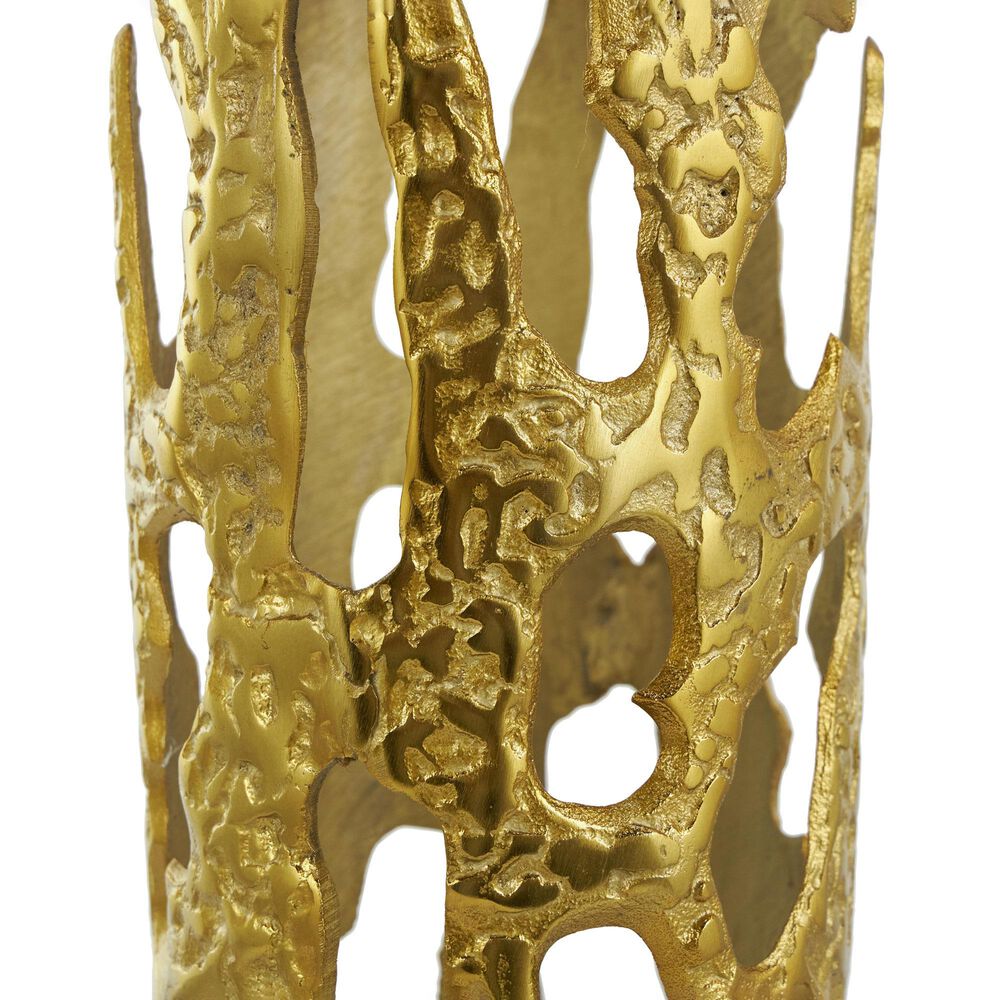 Maple and Jade 9&quot; Abstract Drip Decorative Vase with Melting Designed Body in Satin Gold, , large