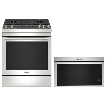 Maytag 2-Piece Kitchen Package with 30" Gas Range and 1.1 Cu. Ft. Over-the-Range Microwave in Fingerprint Resistant Stainless Steel, , large
