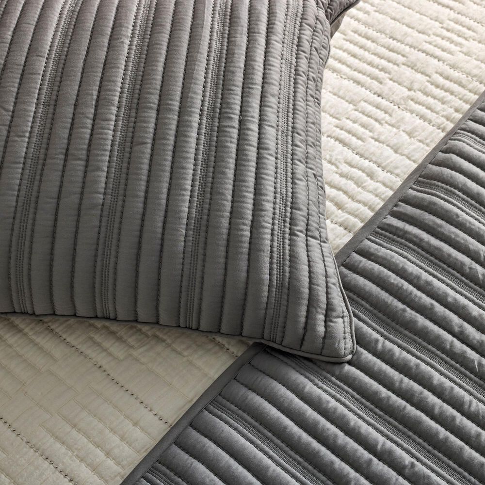Ann Gish Rib 3-Piece King Coverlet Set in Slate, , large