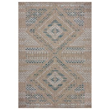 Amber Lewis x Loloi Topanga 7"10" x 10" Natural and Aqua Indoor/Outdoor Area Rug, , large