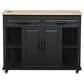 HOMLUX 47" Kitchen Island with Extendable Dining Table in Black and Natural, , large