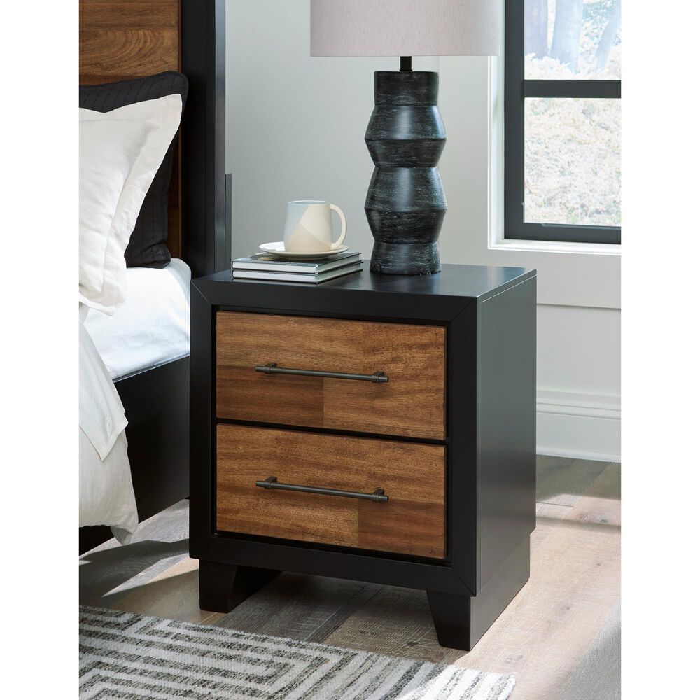 Ashley Kraeburn 2-Drawer Nightstand in Brown and Satin Black, , large