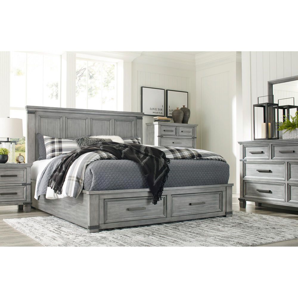 Ashley Russelyn 4-Piece Cal King Storage Bed Set in Gray, , large