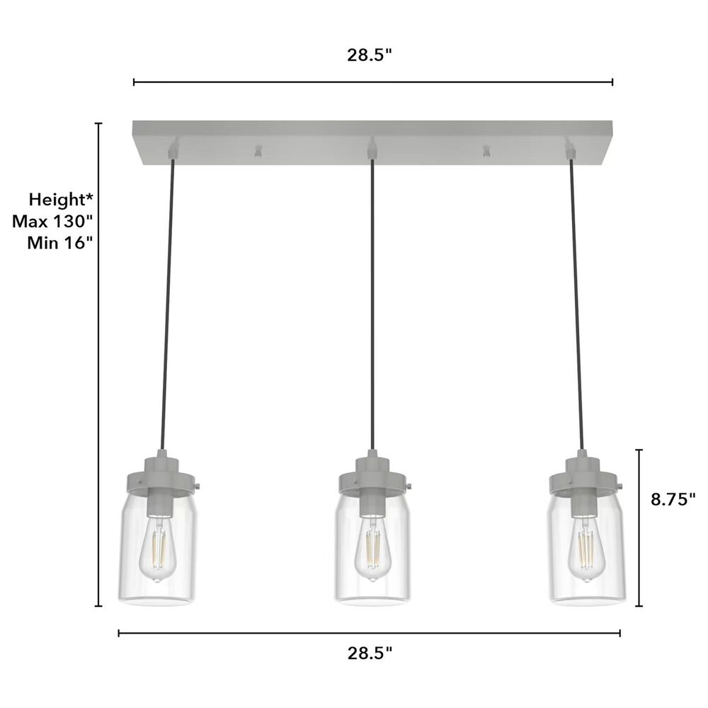 Hunter Devon Park 3-Light Linear Cluster in Brushed Nickel, , large