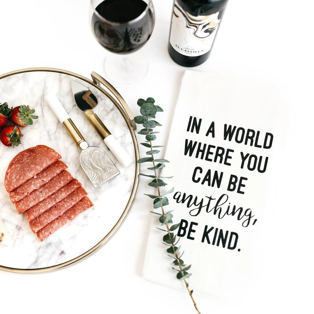 Wildwood In A World Where You Can Be Anything, Be Kind 30&quot; x 30&quot; Tea Towel in White, , large