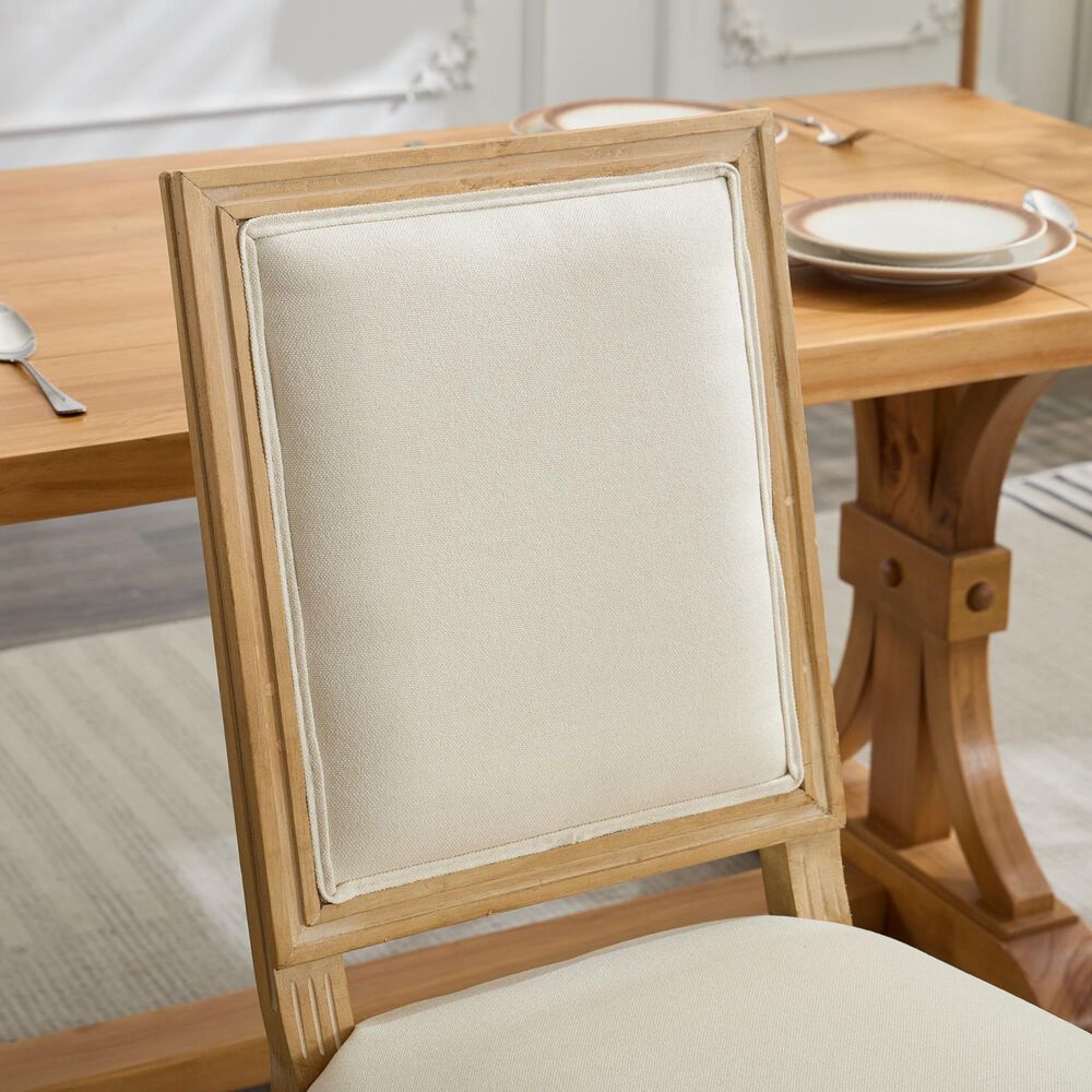Hearth and Haven Upholstered Side Chair with Square Backrest in Beige (Set of 2), , large