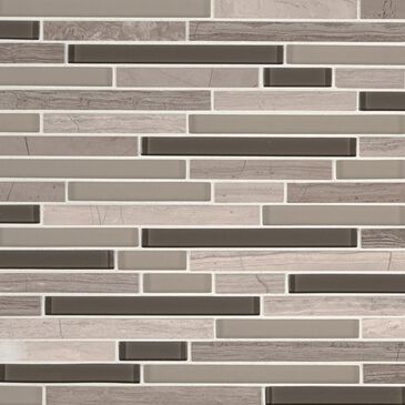 MS International Modello Grigio Interlocking 12" x 12" Glass and Stone Mosaic Sheet, , large