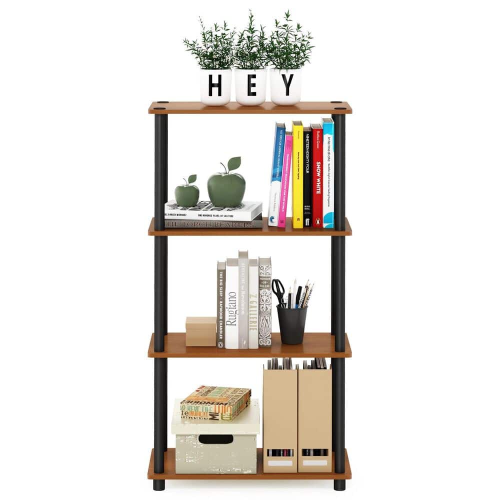 HOMLUX Turn-N-Tube 4-Tier Multipurpose Shelf Display Rack in Light Cherry and Black, , large