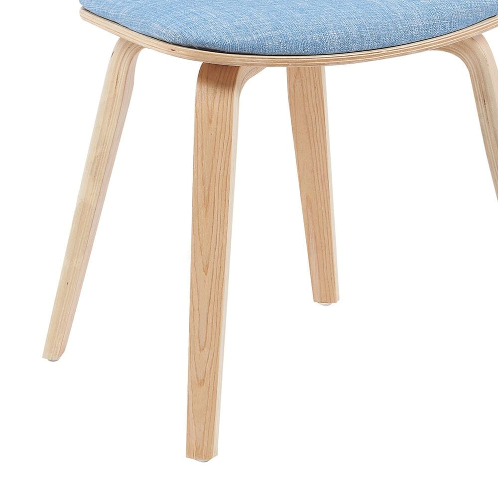 Armen Living Jaguar Side Chair with Light Blue Upholstery in Oak, , large