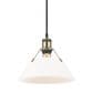 Golden Lighting Orwell 1-Light Medium Pendant with Opal Glass Shade in Aged Brass, , large