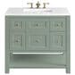 James Martin Vanities Breckenridge 36" Single Bathroom Vanity in Smokey Celadon with 3 cm White Zeus Quartz Top and Rectangular Sink, , large