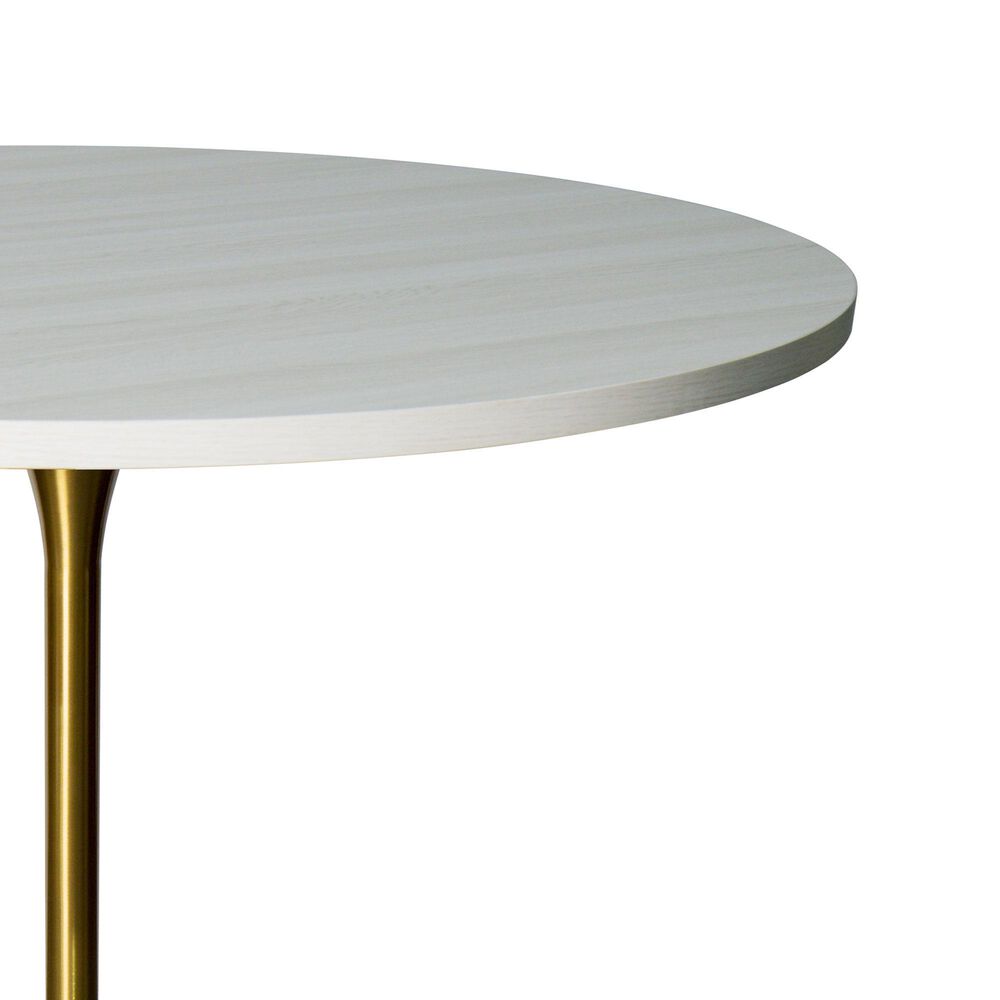 Leisuremod LeisureMod Verve Collection Modern Bar Height Table Brushed Gold Base with 48 Round Light Natural Wood MDF Top, , large