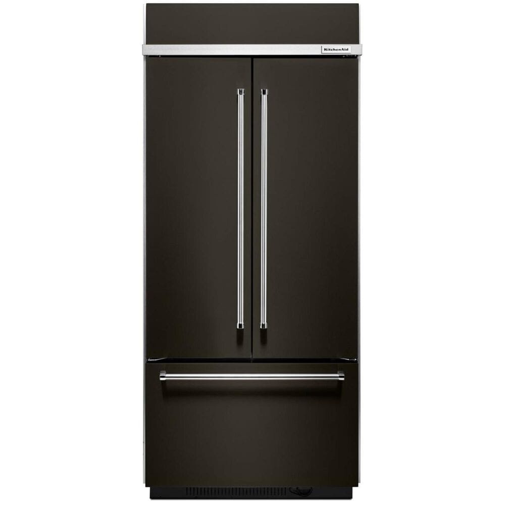 KitchenAid 20.8 Cubic Foot Built-In French Door Refrigerator with Platinum Interior Design in Black Stainless Steel, , large