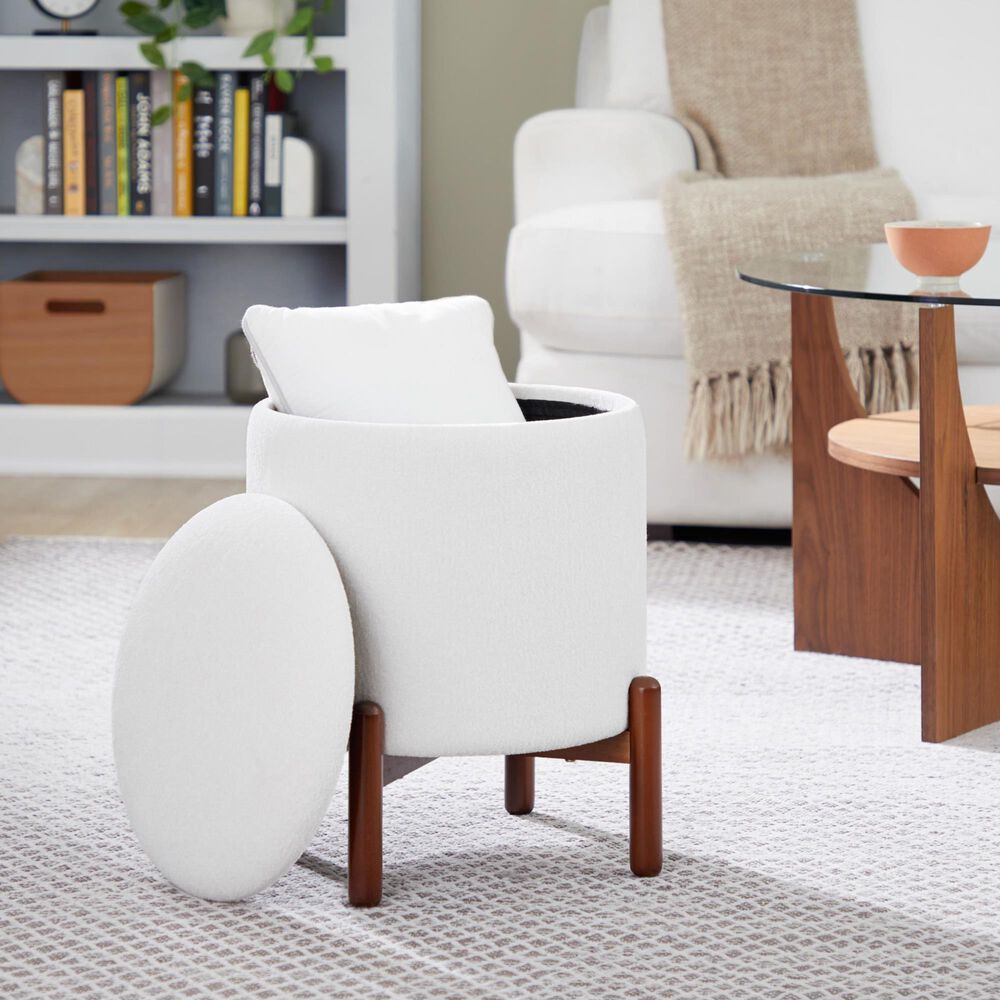 Lumisource Daniella Storage Ottoman in White, , large