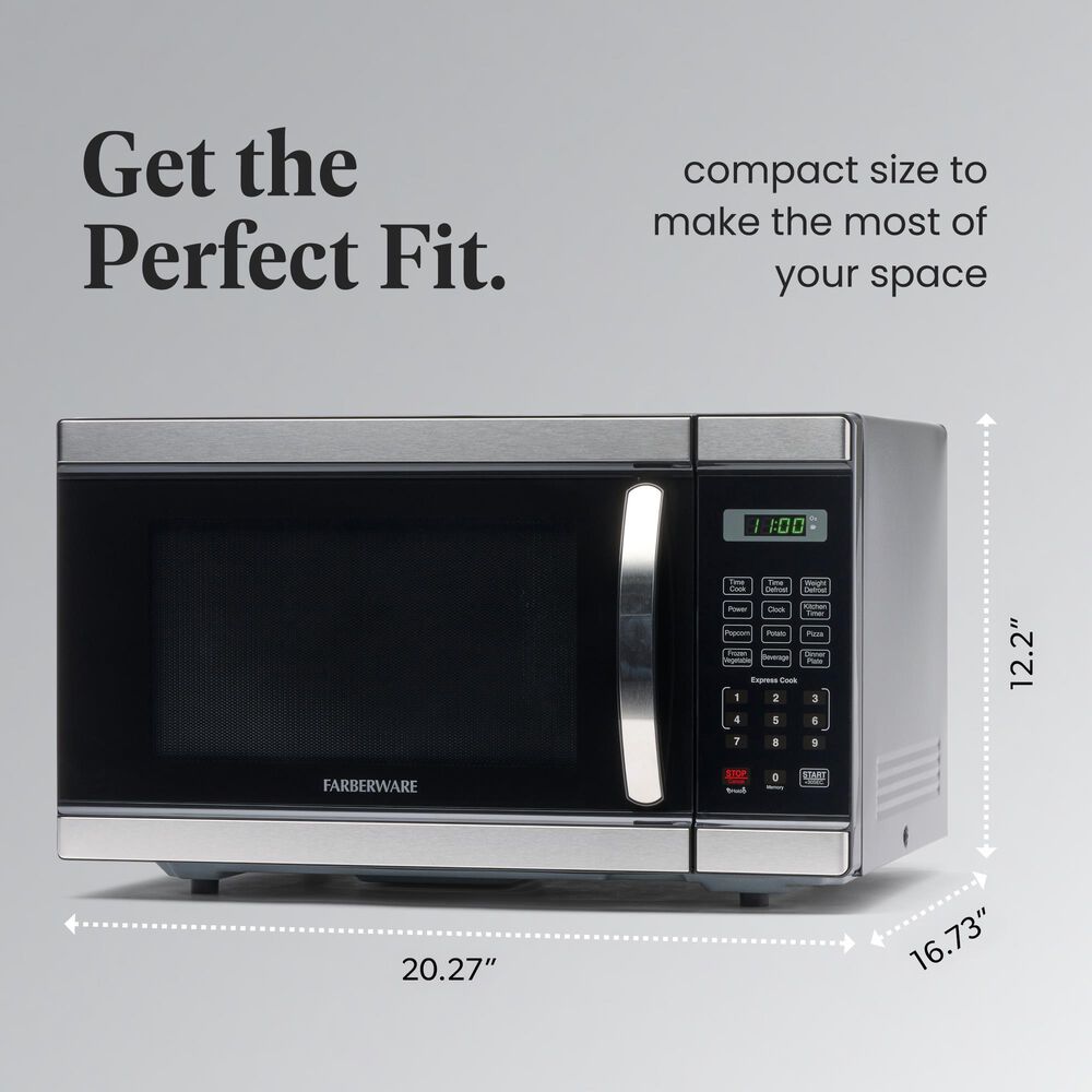 Faberware Professional 1.1 Cu. Ft. Microwave Oven in Stainless Steel, , large