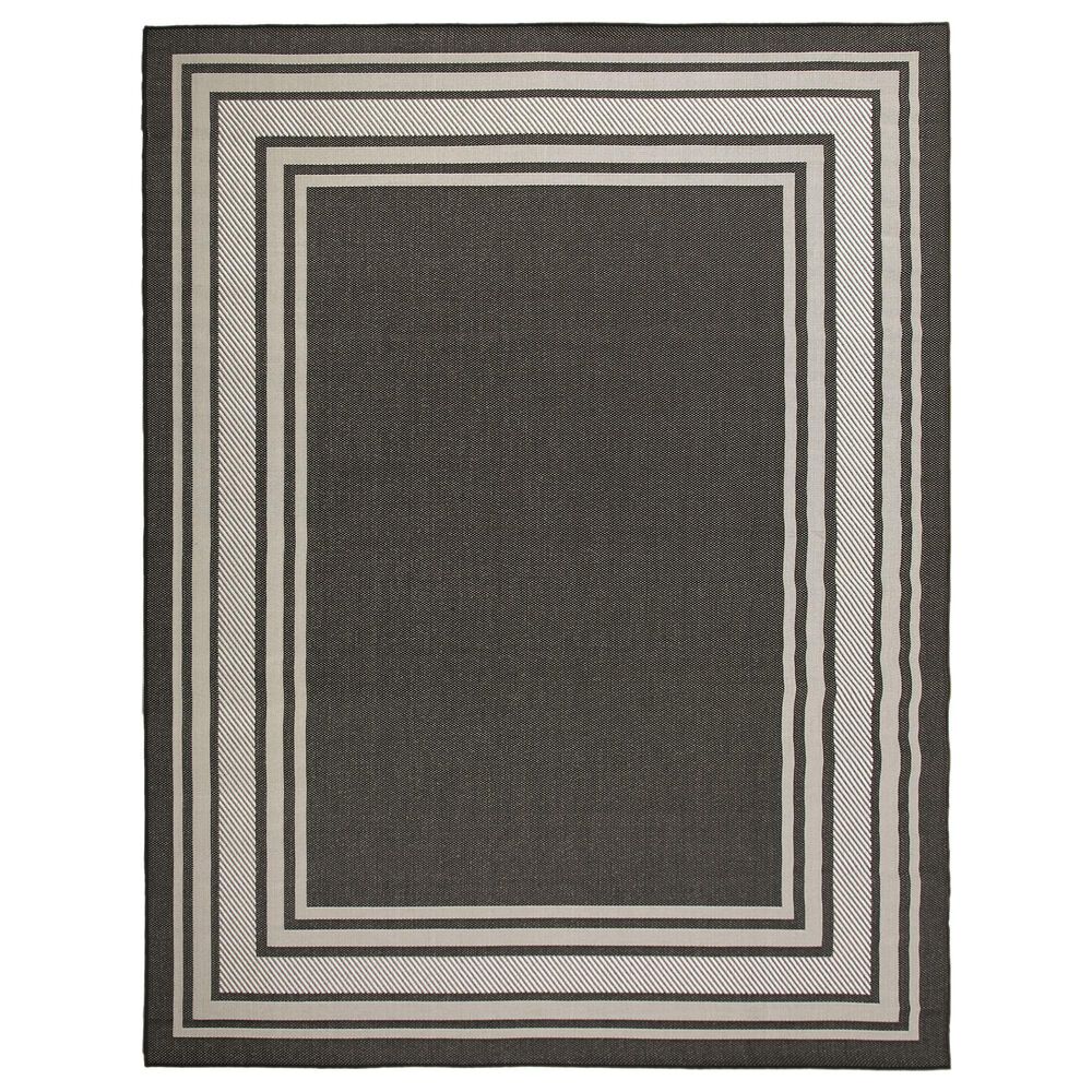 Nourison Horizon HOZ03 Black 10" x 14" Indoor/Outdoor Area Rug, , large