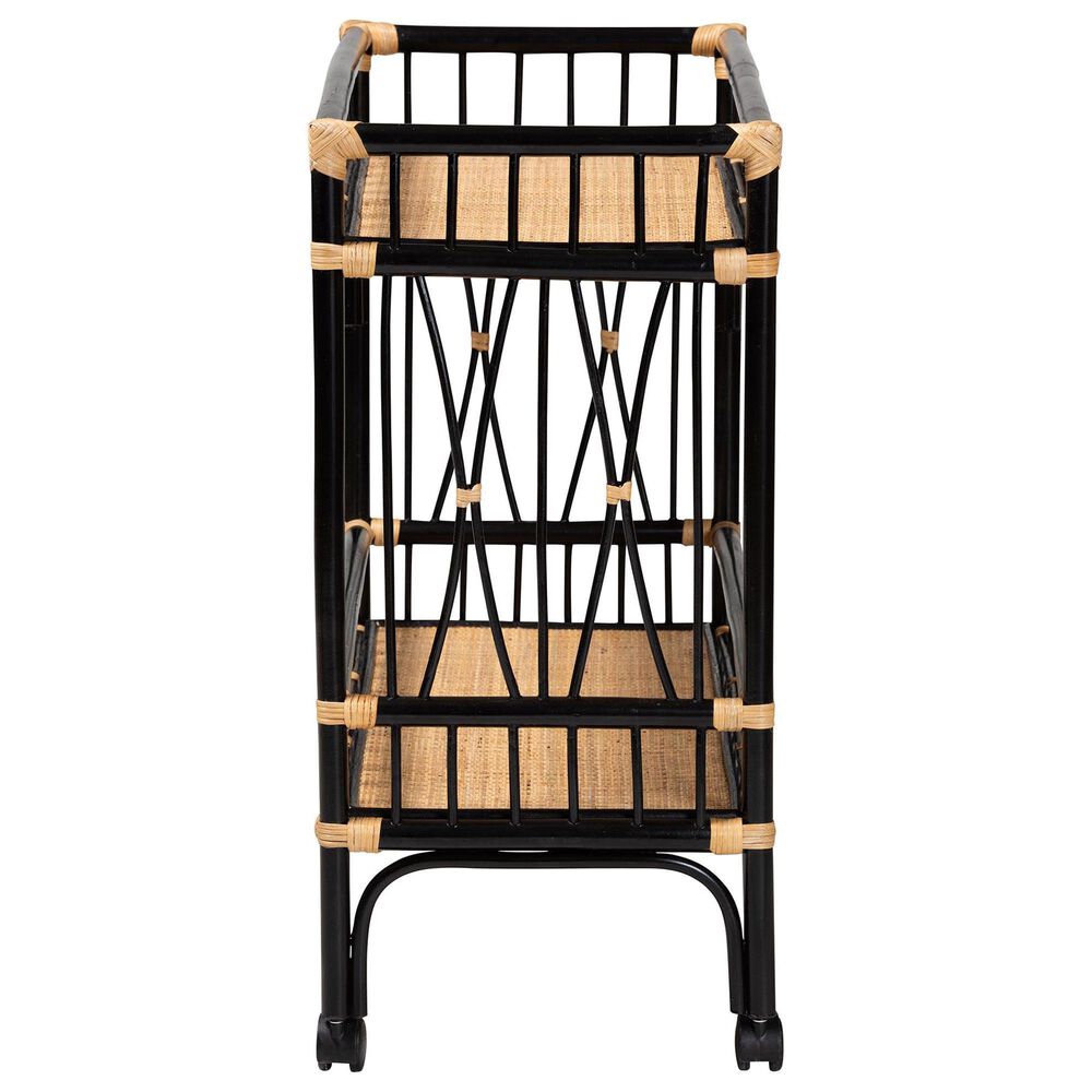 Baxton Studio Dalinda 2-Tier Kitchen Cart in Black and Natural Brown, , large