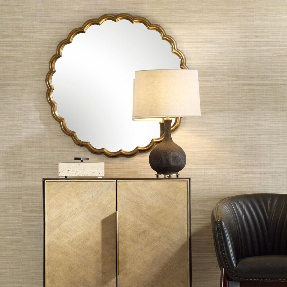 Uttermost Cerrito Round Wall Mirror in Antique Brass, , large