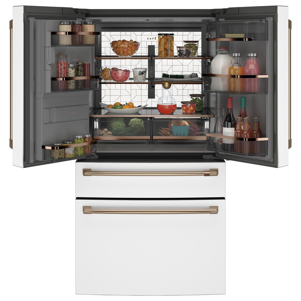 Cafe 27.8 Cu. Ft. Capacity 4-Door Smart French Door Refrigerator in Matte White, , large
