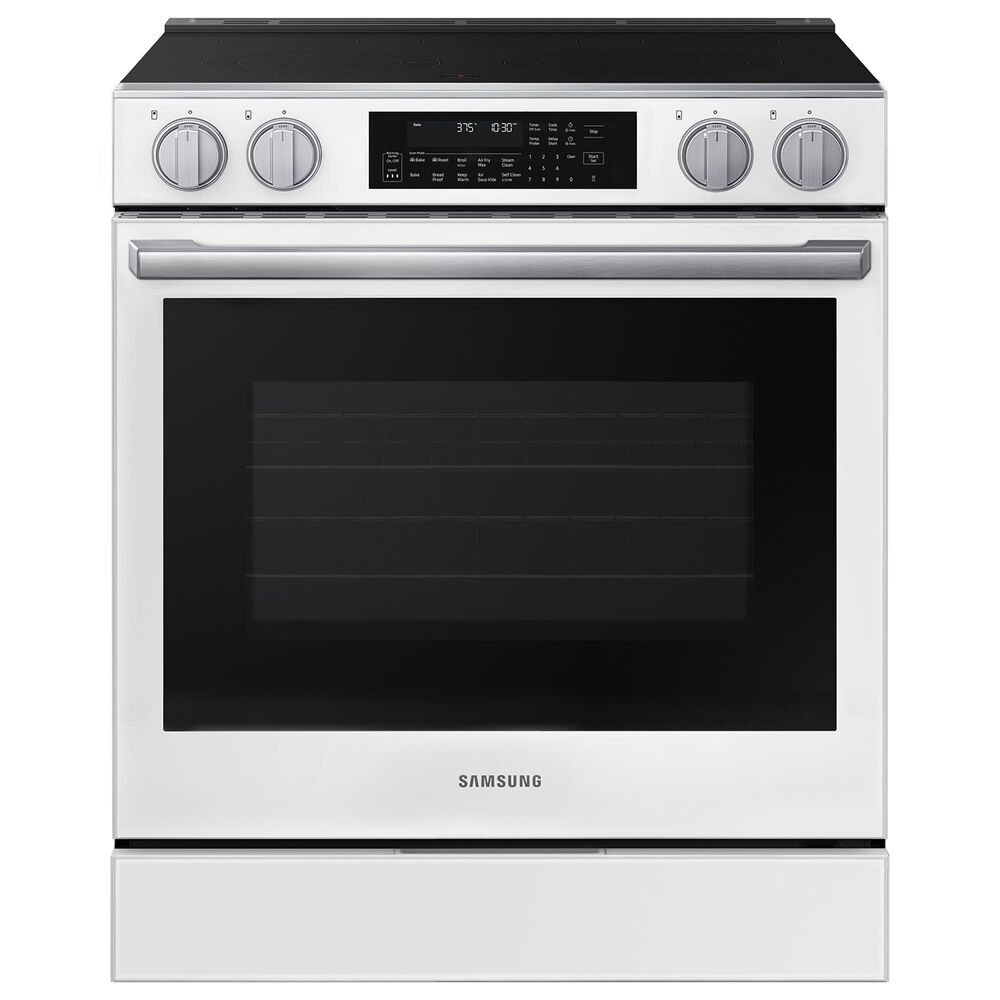 Samsung Bespoke 6.3 Cu. Ft. Smart Slide-In Electric Range with Illuminated Precision Knobs in White Glass, , large