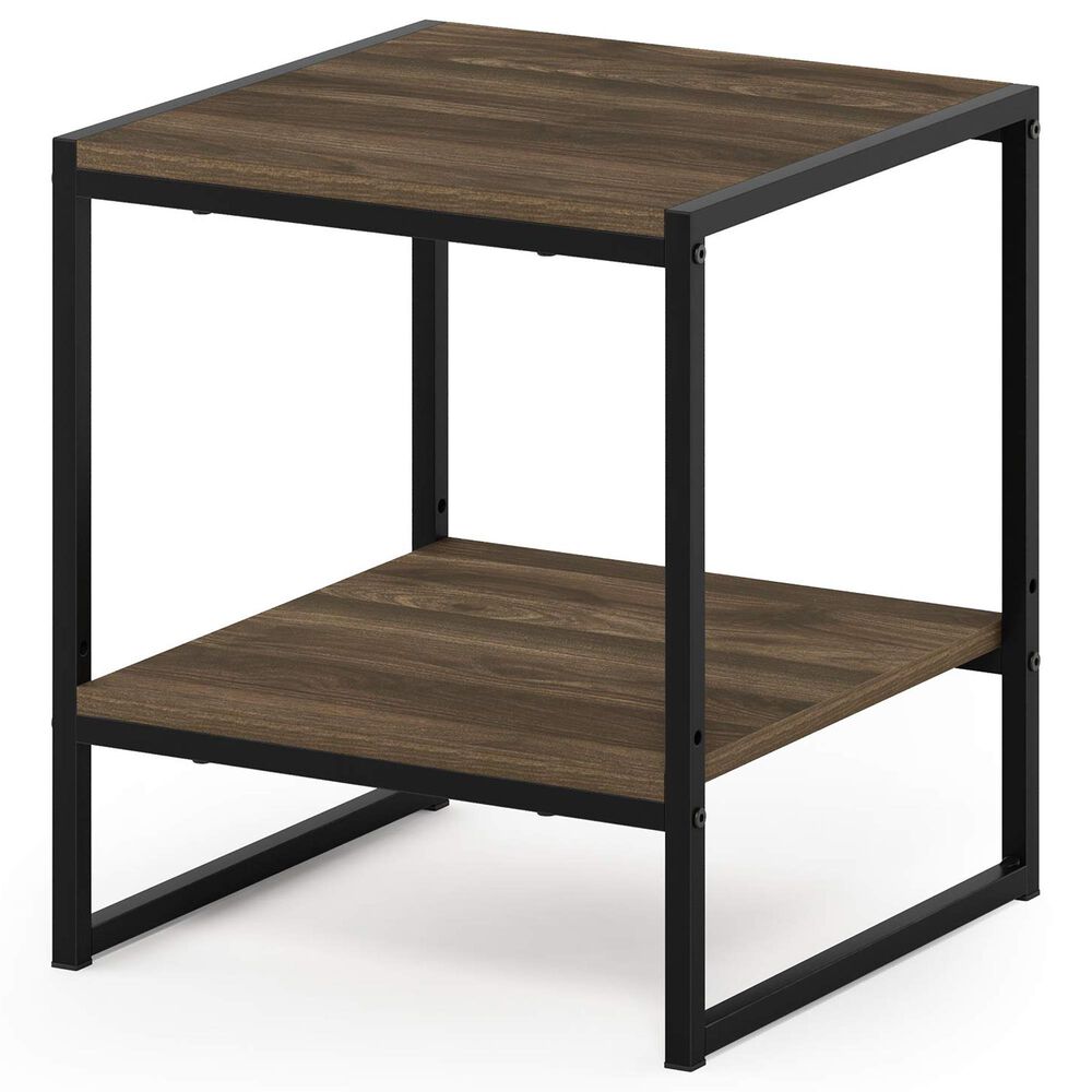 HOMLUX 2-Tier End Table in Columbia Walnut and Black, , large