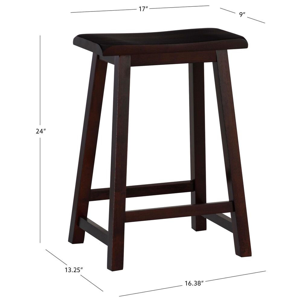 Linon Home Decor Saddle Counter Stool in Dark Brown, , large