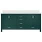 Lexora Home Jacques 72" Double Bathroom Vanity in Green with 2 cm White Cultured Marble Top and Rectangular Sinks, , large