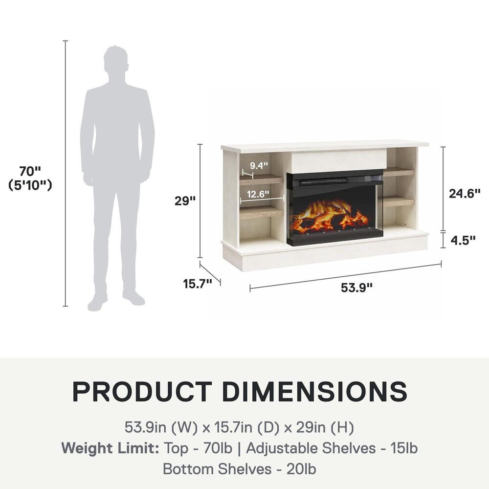 DHP Oslo 54&quot; Fireplace TV Console in Plaster, , large