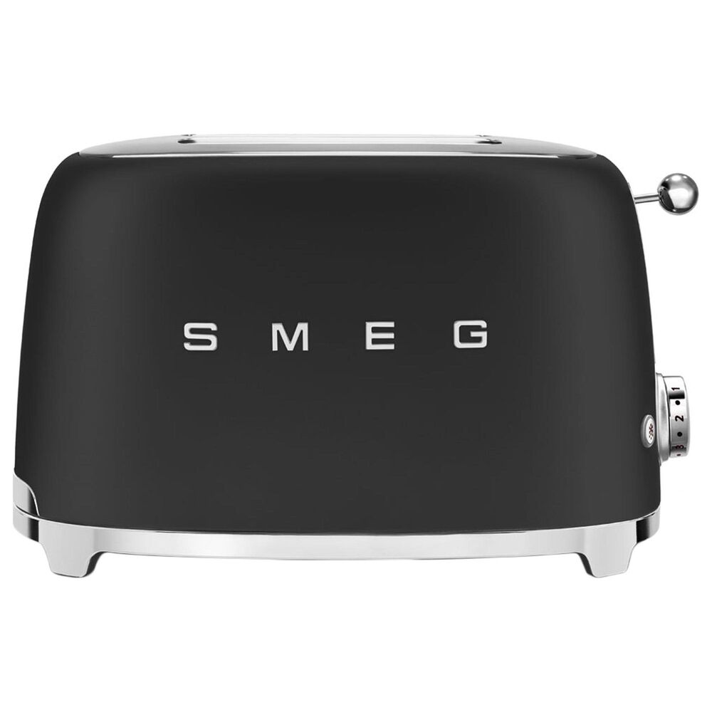 Smeg 2-Slice Retro Style Toaster in Matte Black and Stainless Steel, , large