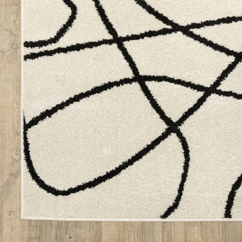 ROW by Oriental Weavers Quinn QUI12 Beige and Black 2' x 7' Runner, , large