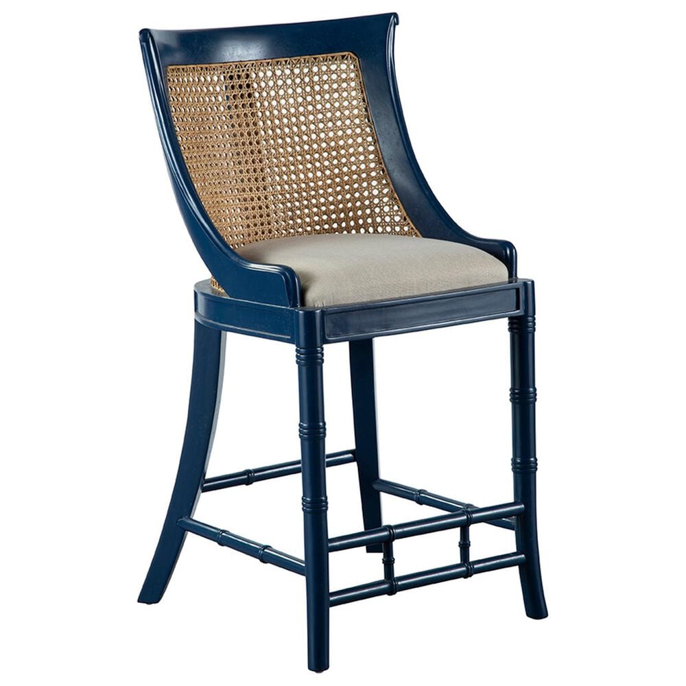 Timeless Designs Spoonback Counter Stool in Satin Blue and Honey, , large