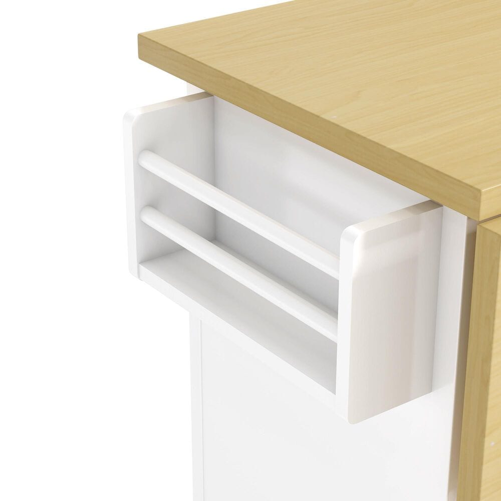 HOMLUX Farmhouse Kitchen Island with Drop Leaf and 2 Stools in White, Natural, Black and Rustic Brown, , large