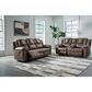 Ashley Lowilla Manual Double Reclining Loveseat with Console in Driftwood, , large