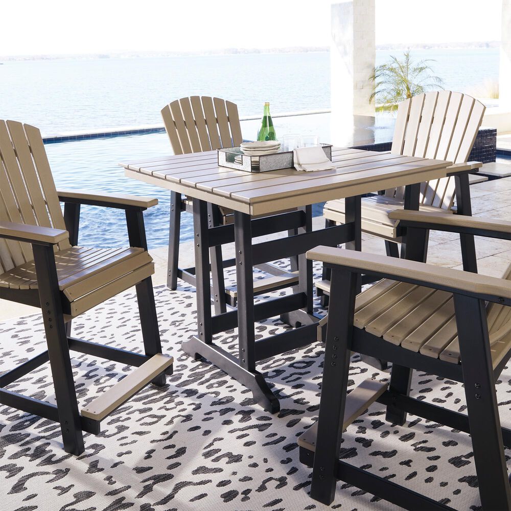 Ashley Fairen Trail Patio Counter Stool in Driftwood and Black (Set of 2), , large