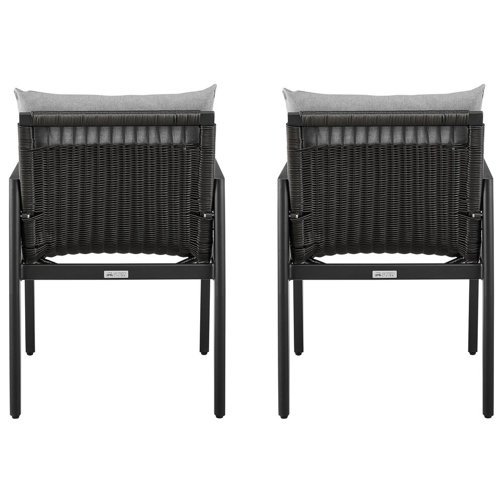 Blue River Cayman Outdoor Arm Chair with Dark Grey Cushion in Black (Set of 2), , large