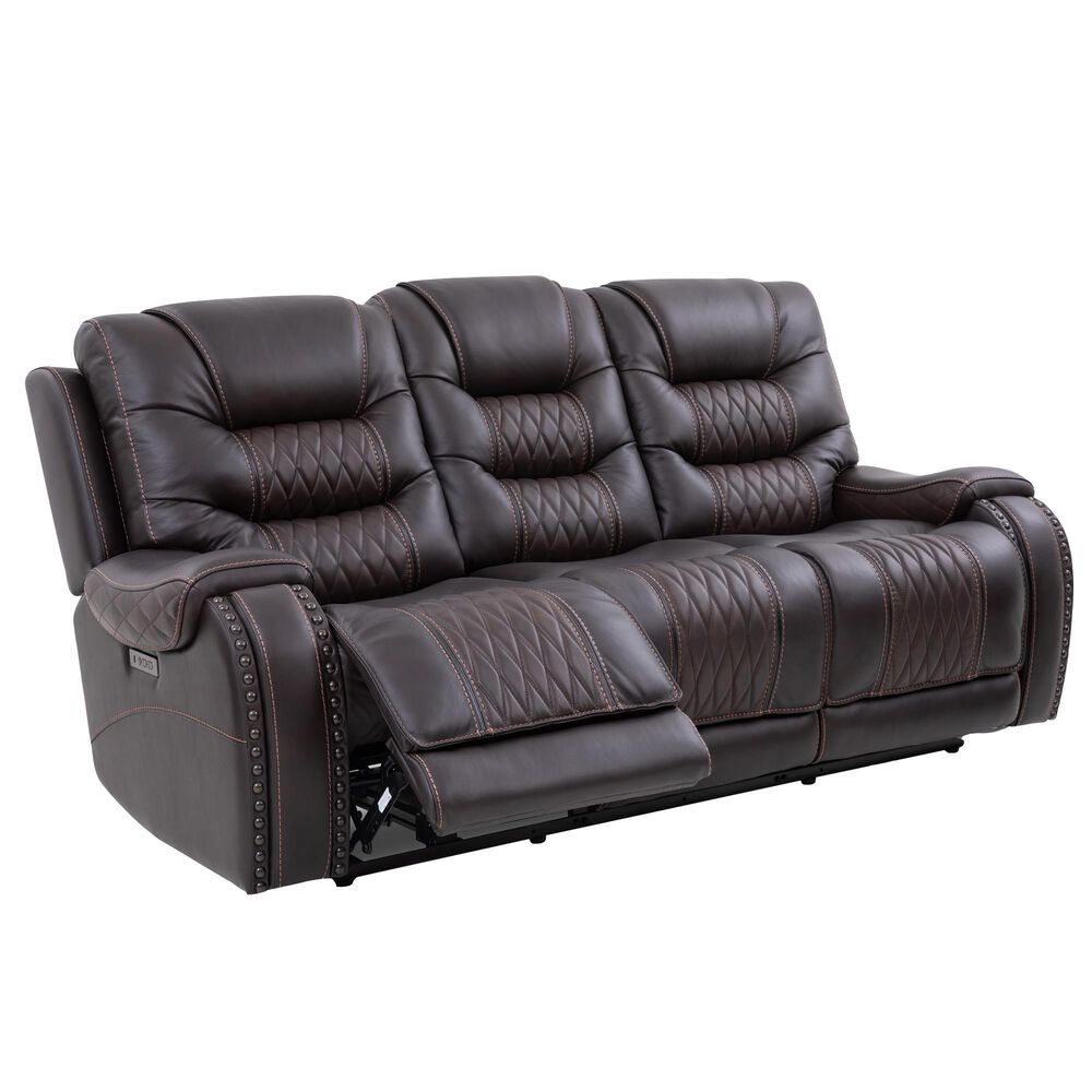 Oxford Furniture Leather Power Reclining Sofa with Power Headrest in